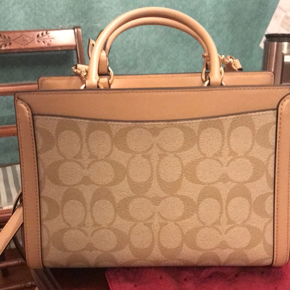 COACH small signature with snakeskin panel